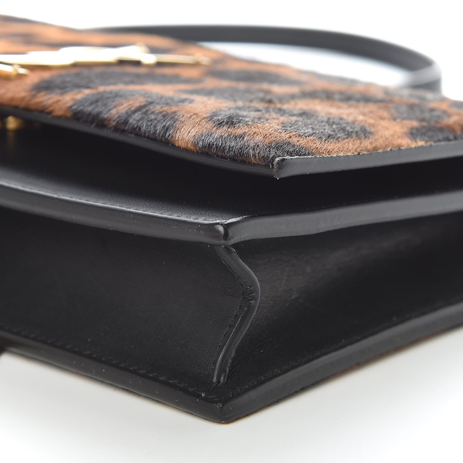 Saint Laurent Pony Hair Leopard Print Classic Monogram Kate Tassel Chain Wallet Black 6 of 11