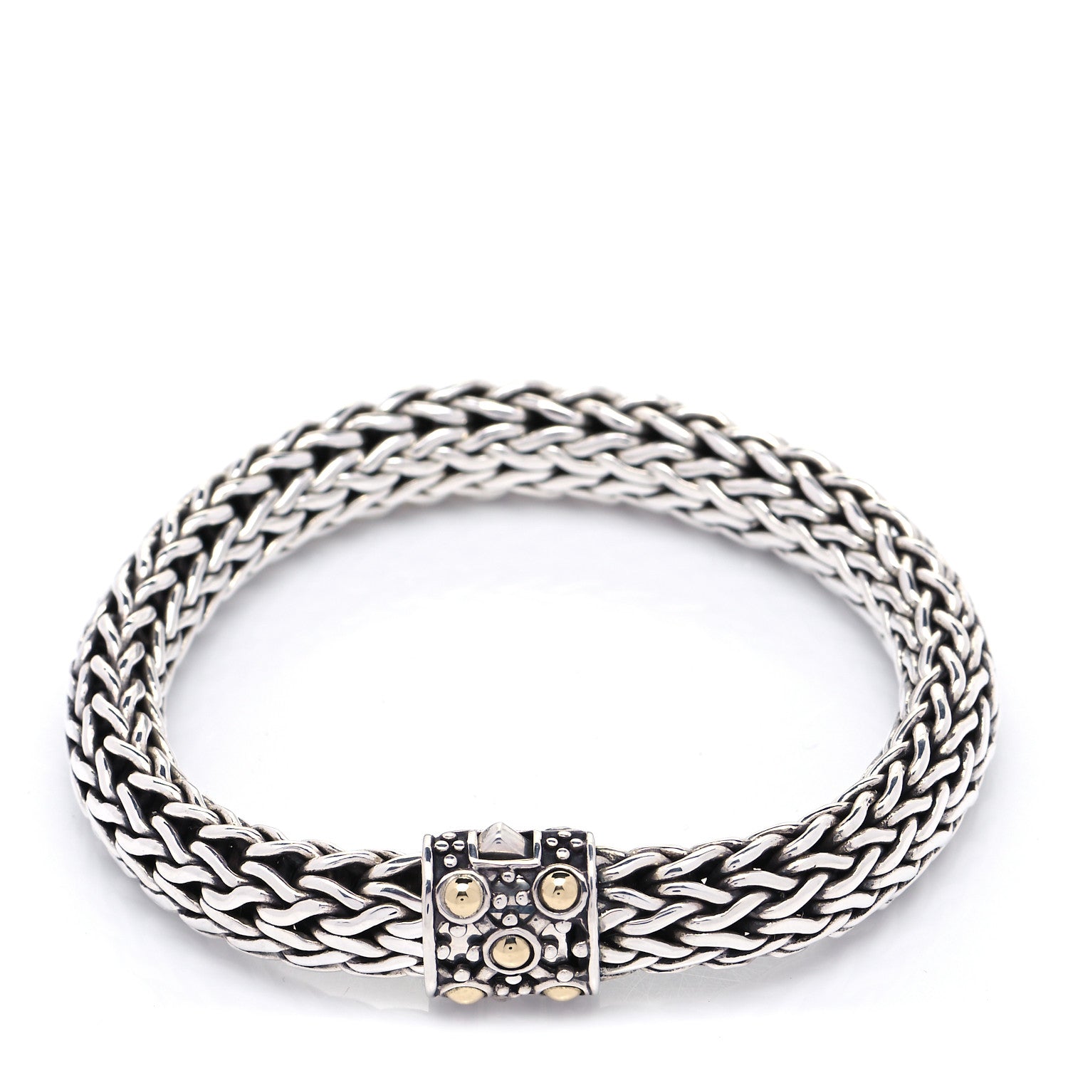 John Hardy Sterling Silver 18K Yellow Gold Medium Jaisalmer Dot Oval Chain Bracelet 3 of 7