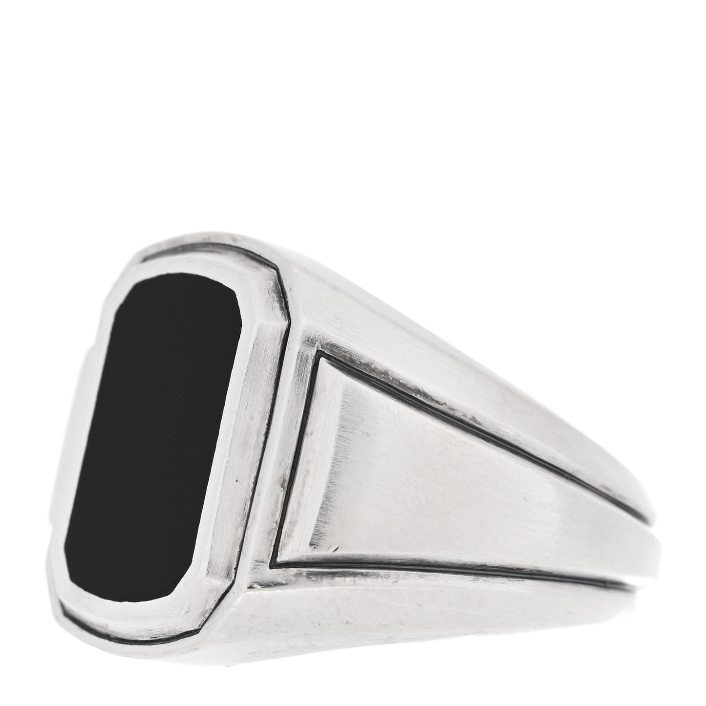 Sterling Silver Black Onyx Deco Signet Ring 60 9