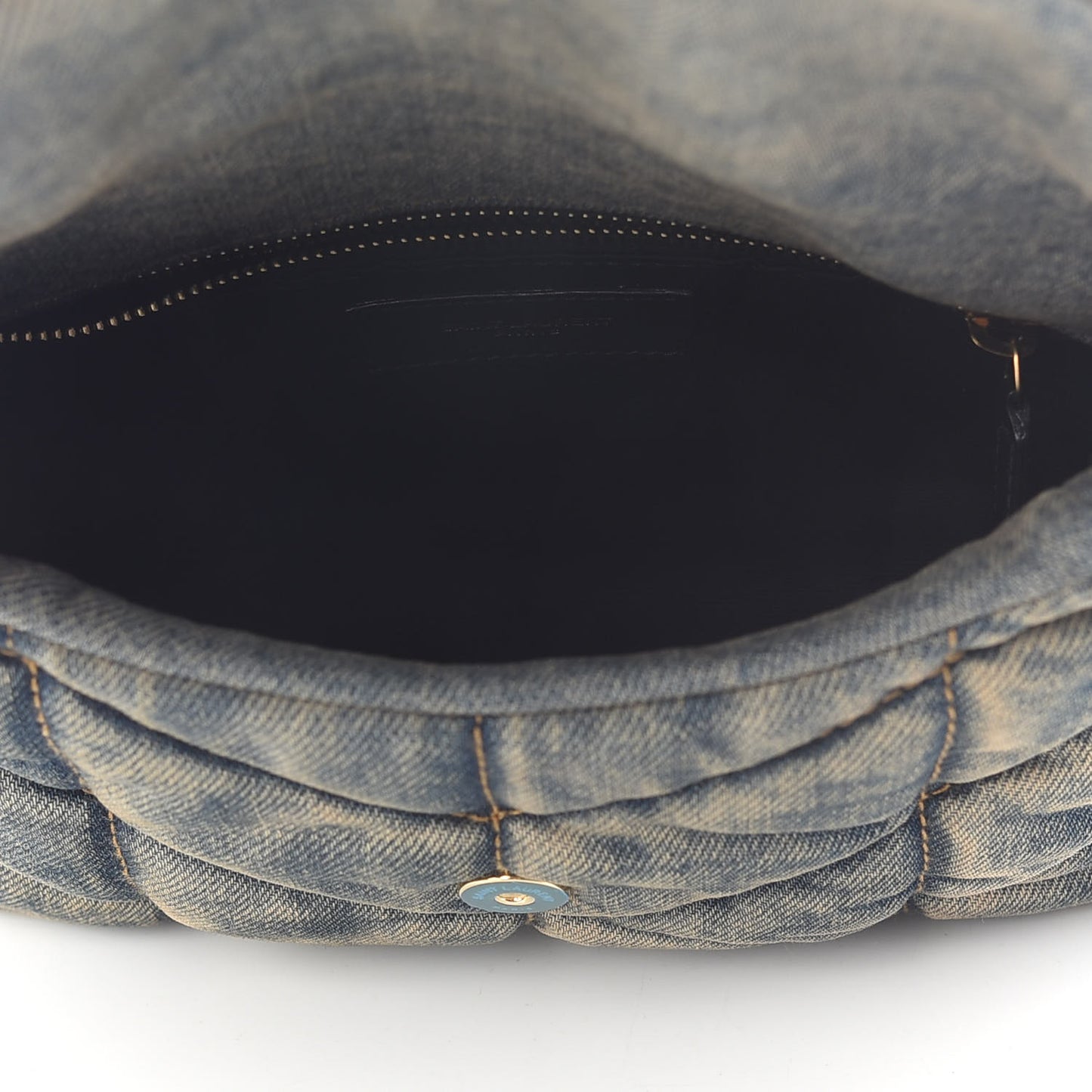 Denim Quilted Toy Loulou Puffer Monogram Chain Satchel Blue Black