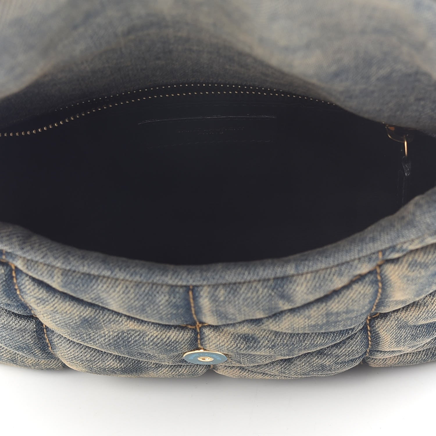 Saint Laurent Denim Quilted Toy Loulou Puffer Monogram Chain Satchel Blue Black 5 of 9