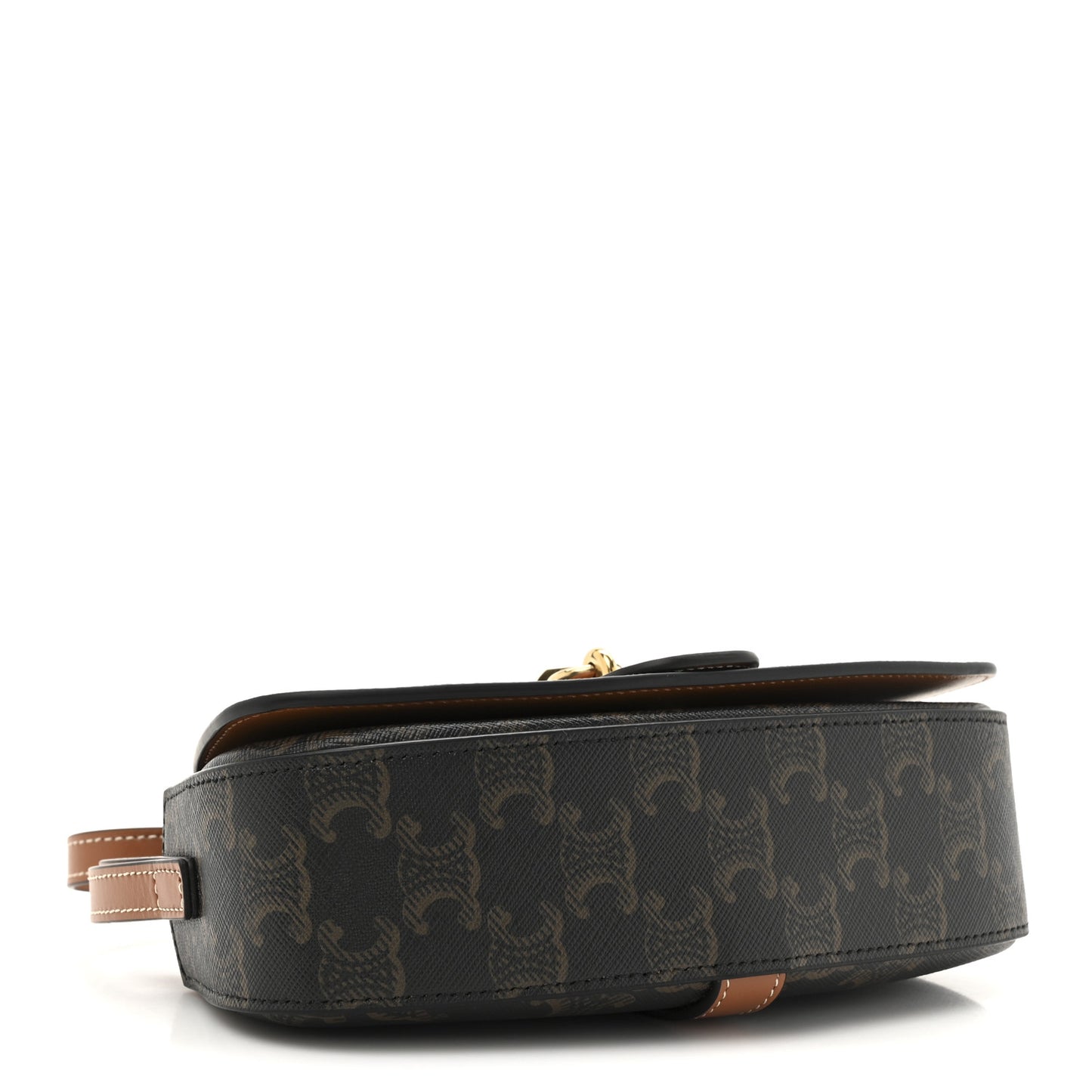 Triomphe Canvas Calfskin Tabou Clutch on Strap Tan