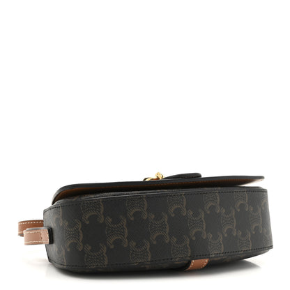 Celine Triomphe Canvas Calfskin Tabou Clutch on Strap Tan 4 of 10