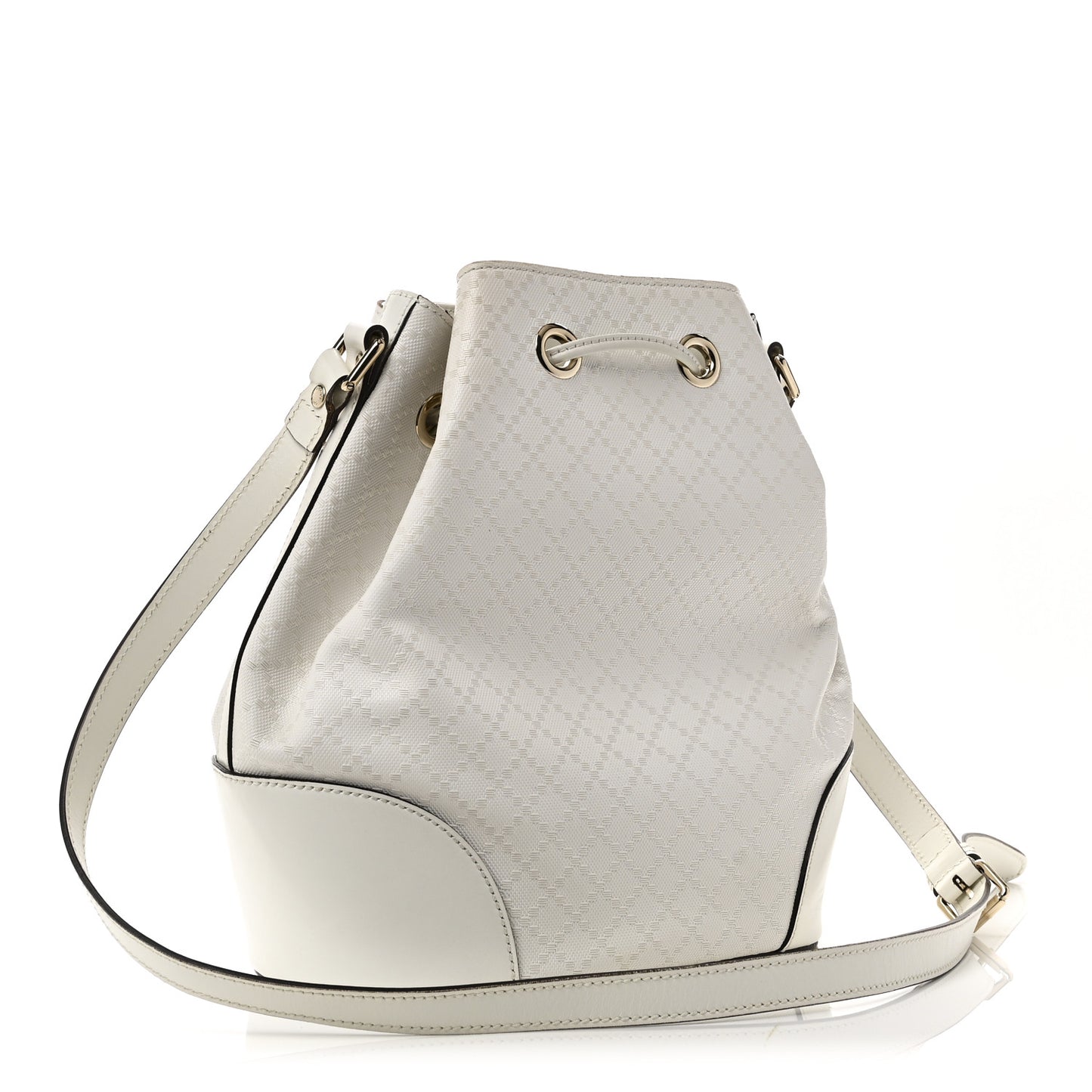 Bright Diamante Medium Bucket Bag Great White