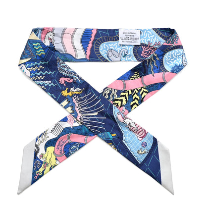 Hermes Silk Splash Park Twilly Bleu Rose Bonbon Jaune 1 of 4
