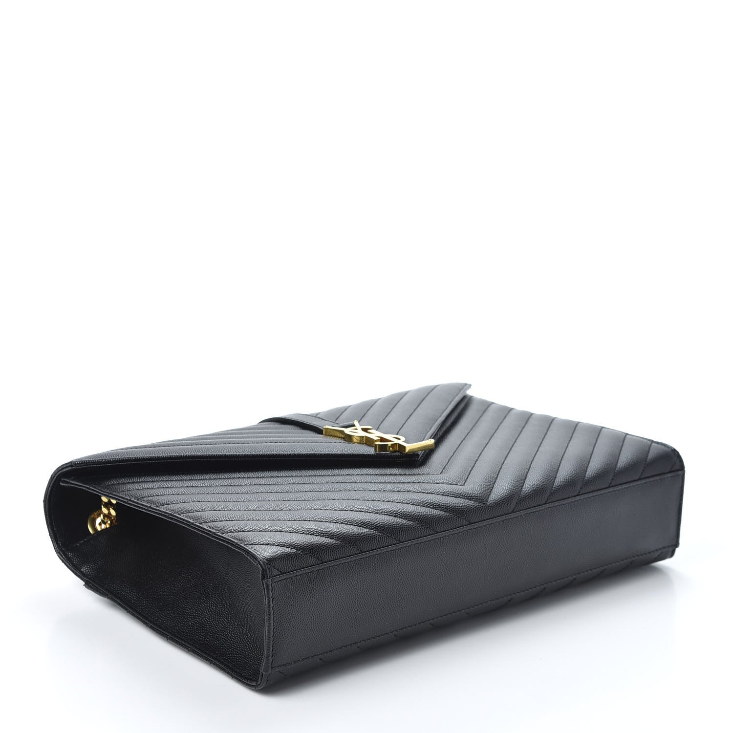 Saint Laurent Grain De Poudre Matelasse Chevron Large Monogram Satchel Black 3 of 9