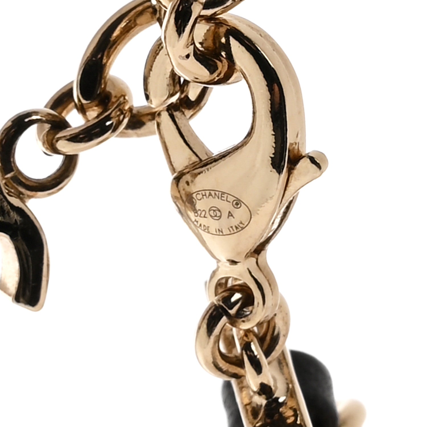 Chanel Metal Lambskin Reissue Lock Choker Necklace Black White Gold 6 of 6