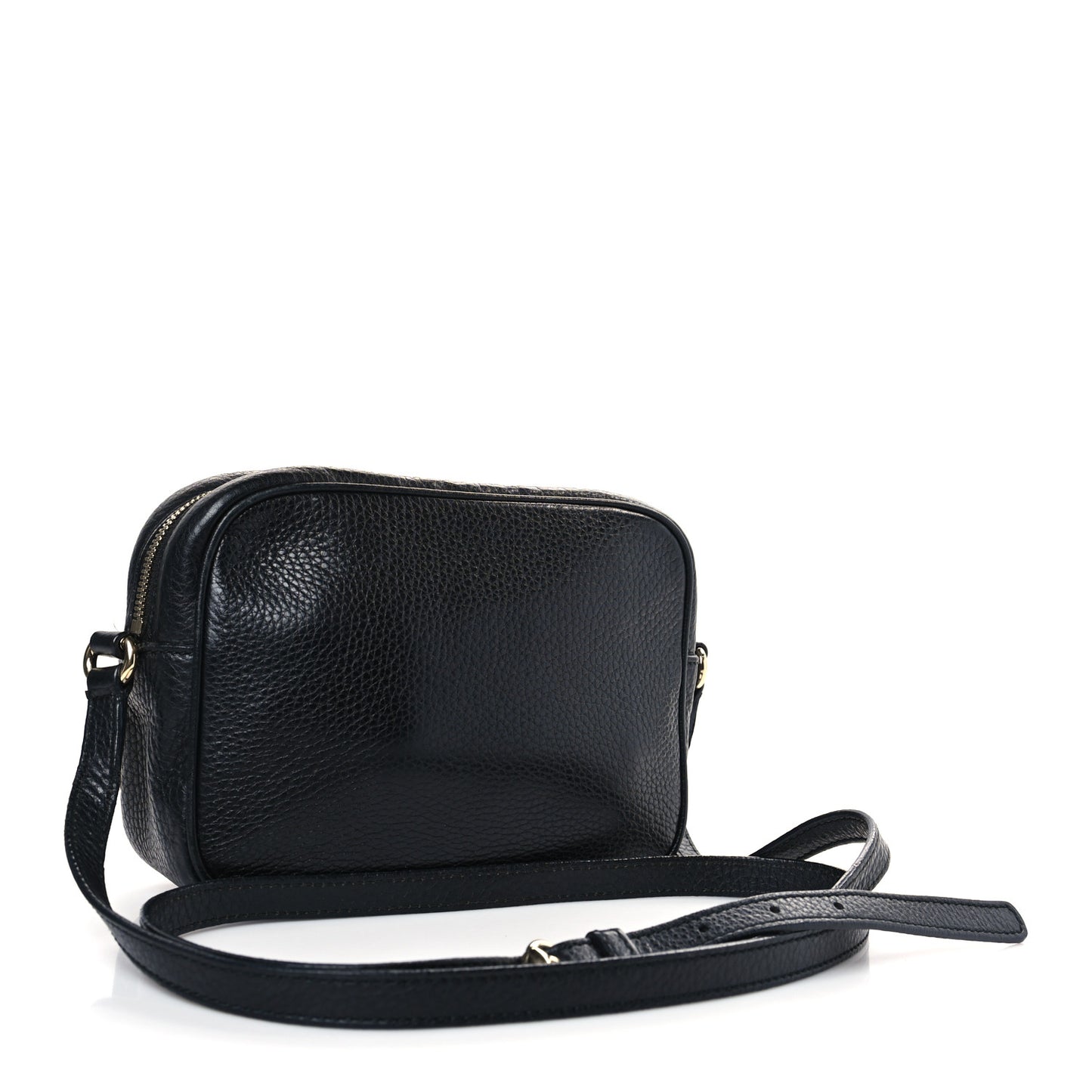 Pebbled Calfskin Small Soho Disco Bag Black
