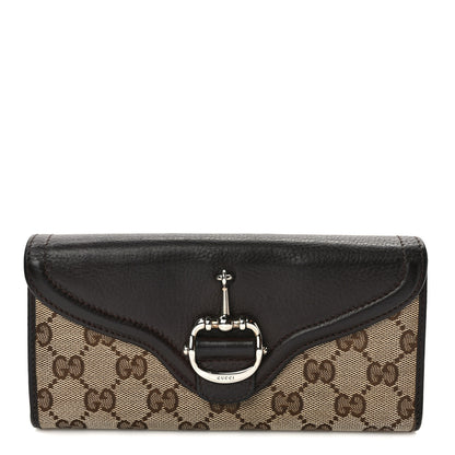 Gucci Monogram Horsebit Flap Continental Wallet Brown 1 of 6