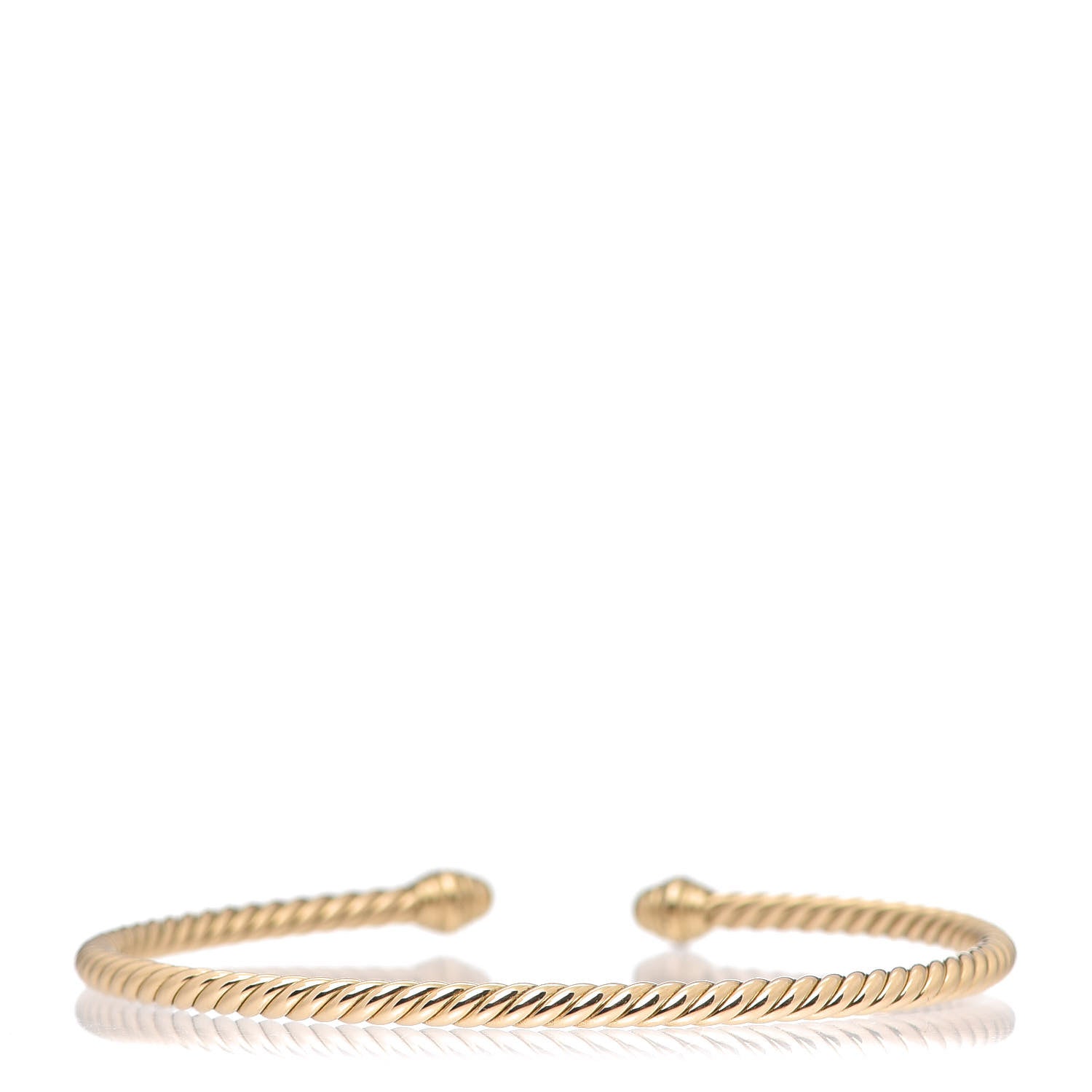 David Yurman 18K Yellow Gold Diamond 3mm Cablespira Bracelet 3 of 5