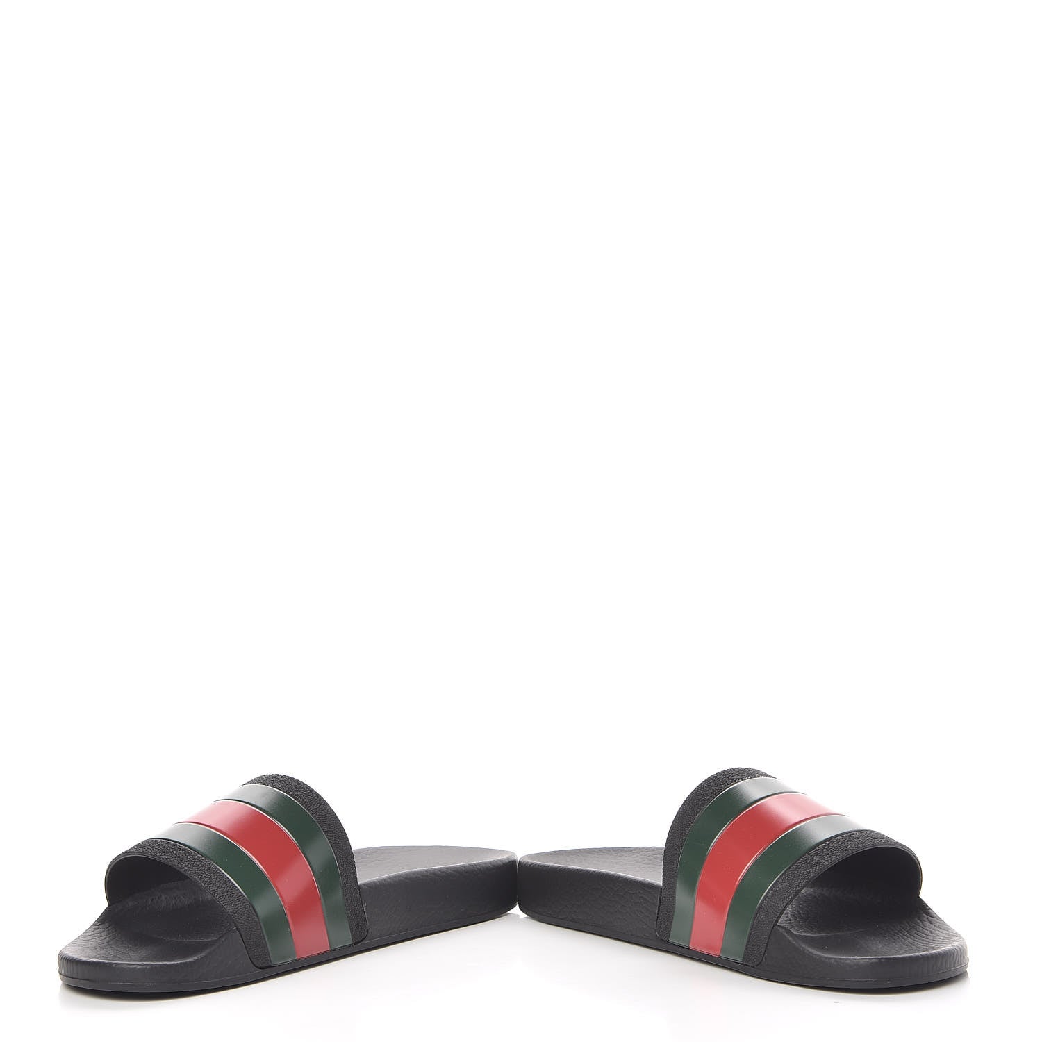 Gucci Rubber Web Mens Pool Slide Sandals 6 Black Green Red 5 of 11