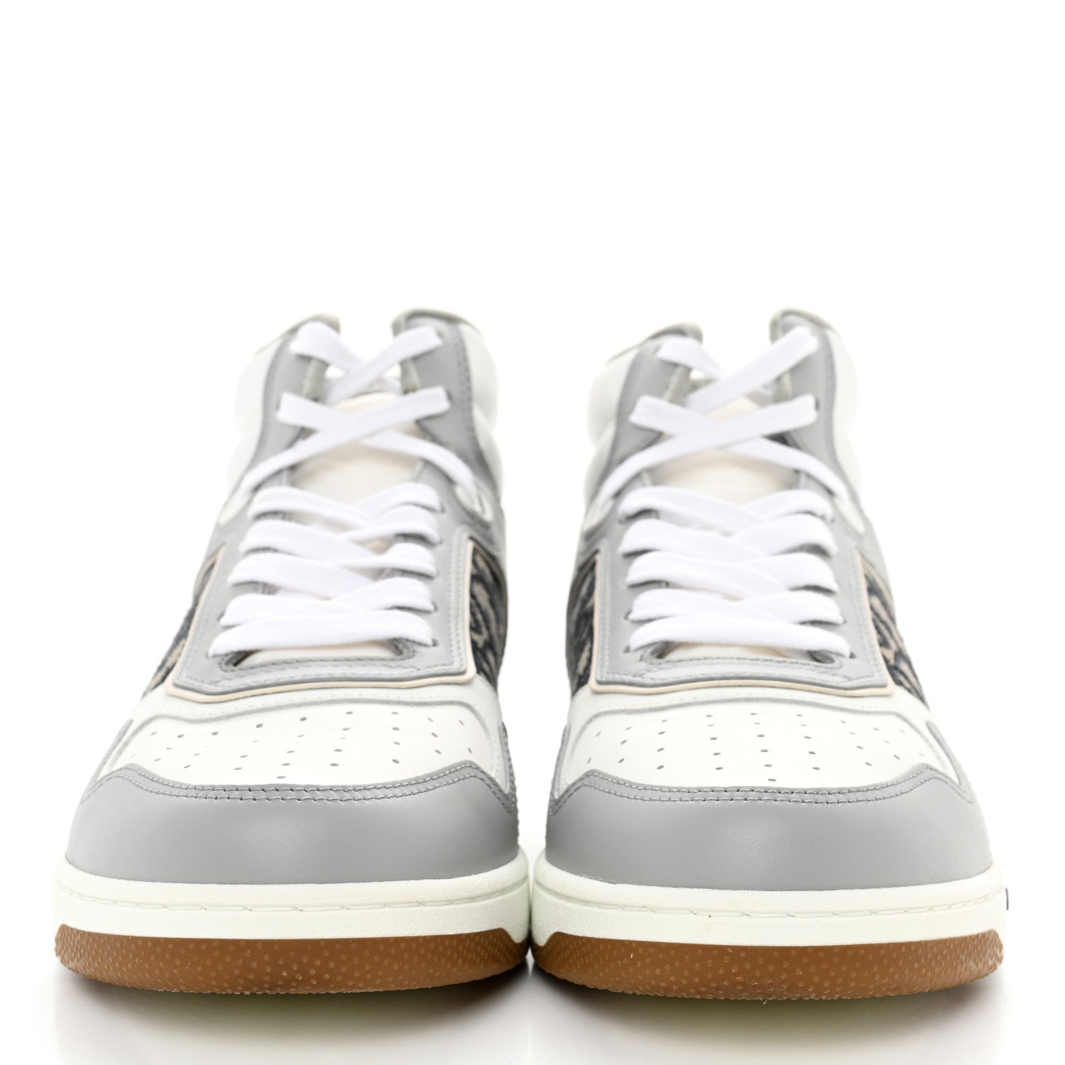 Christian Dior Smooth Calfskin Jacquard Oblique Mens B27 Mid Top Sneakers 41 Beige Blue 2 of 8