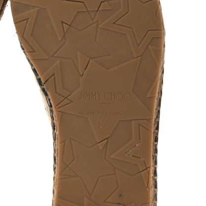 Jimmy Choo Jacquard Monogram Calfskin Cora Dru Espadrilles 37 Sand Dune Navy 6 of 11