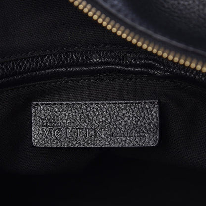 Alexander McQueen Pebbled Calfskin Small Skull Padlock Zip Around Tote Black 9 of 12