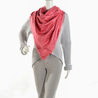Louis Vuitton Silk Wool Monogram Voile Shawl Corail 2 of 5