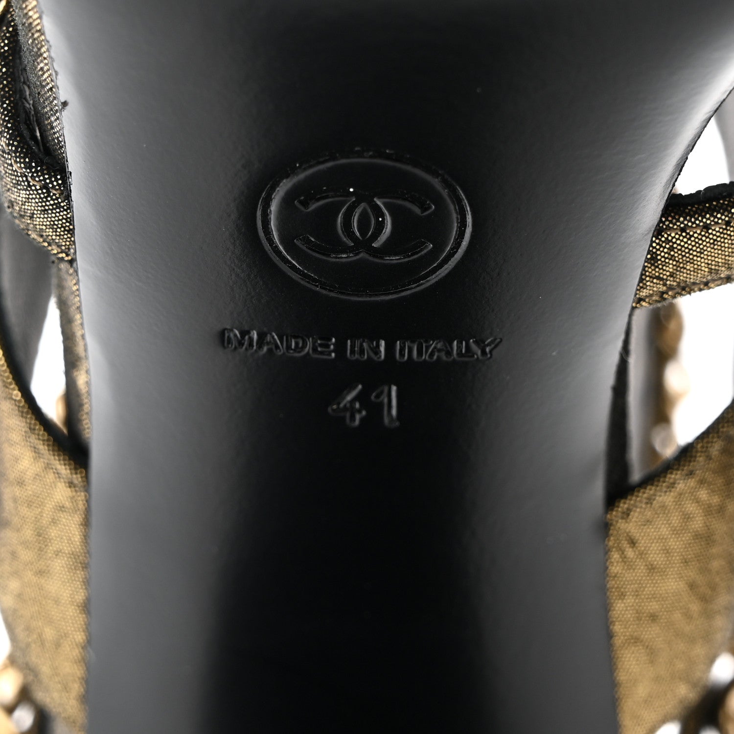 Chanel Suede Laminated Lambskin Gladiator Chain Sandals 41 Dark Gold 8 of 9