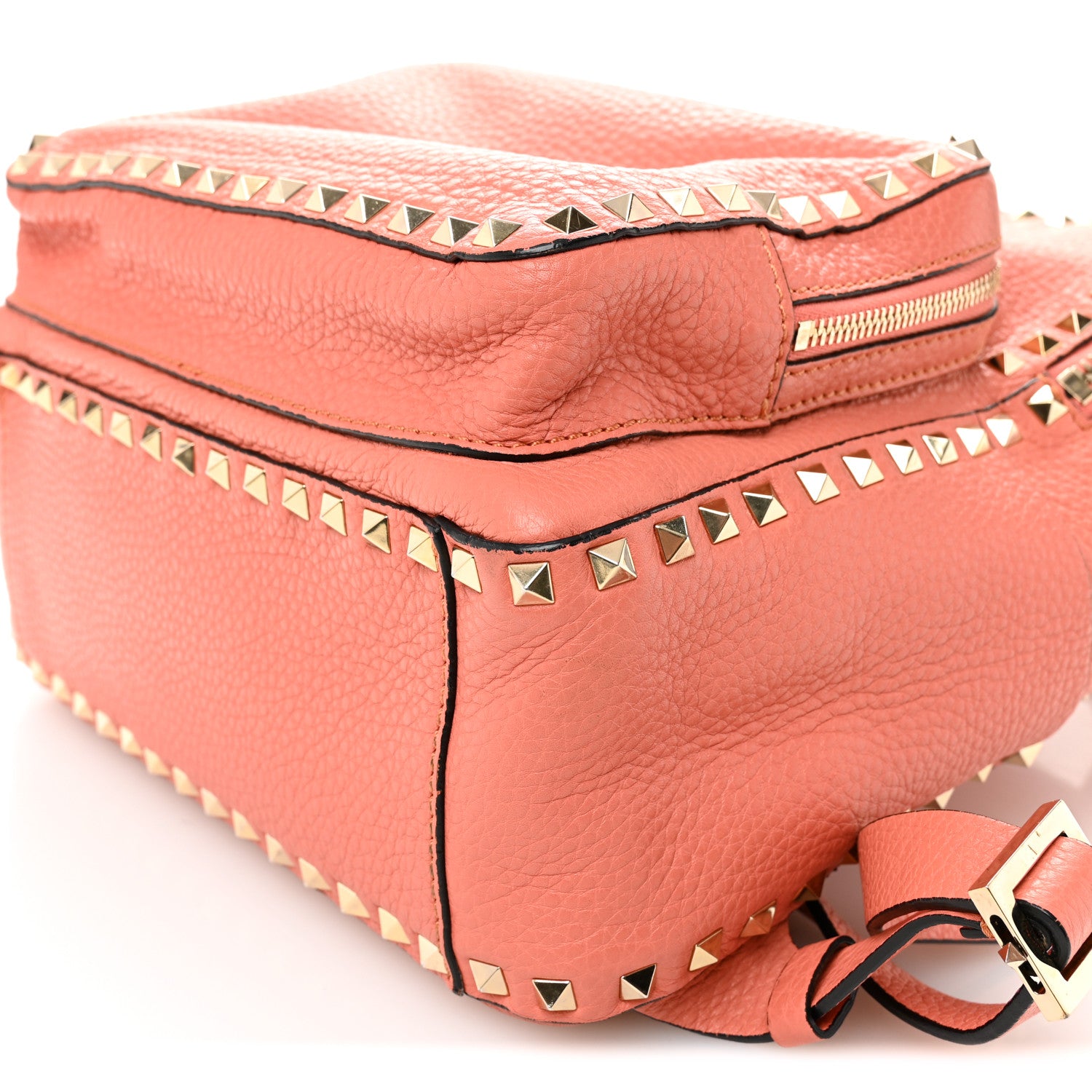 Valentino Garavani Grained Calfskin Medium Rockstud Backpack Coral 9 of 10
