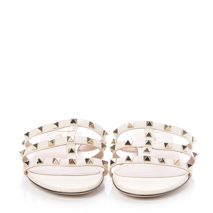 Valentino Garavani Nappa Rockstud Caged Flat Slide Sandals 39 Light Ivory 2 of 8