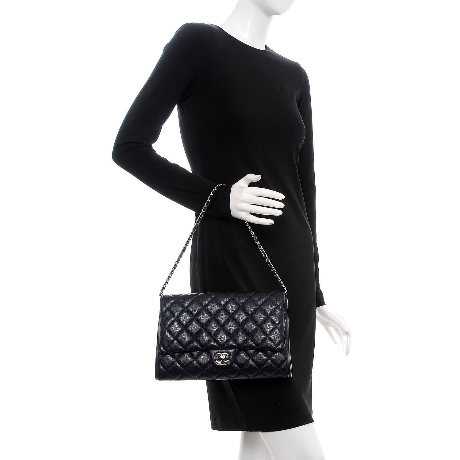 Chanel Caviar Quilted Clutch With Chain Flap Blue 2 of 7