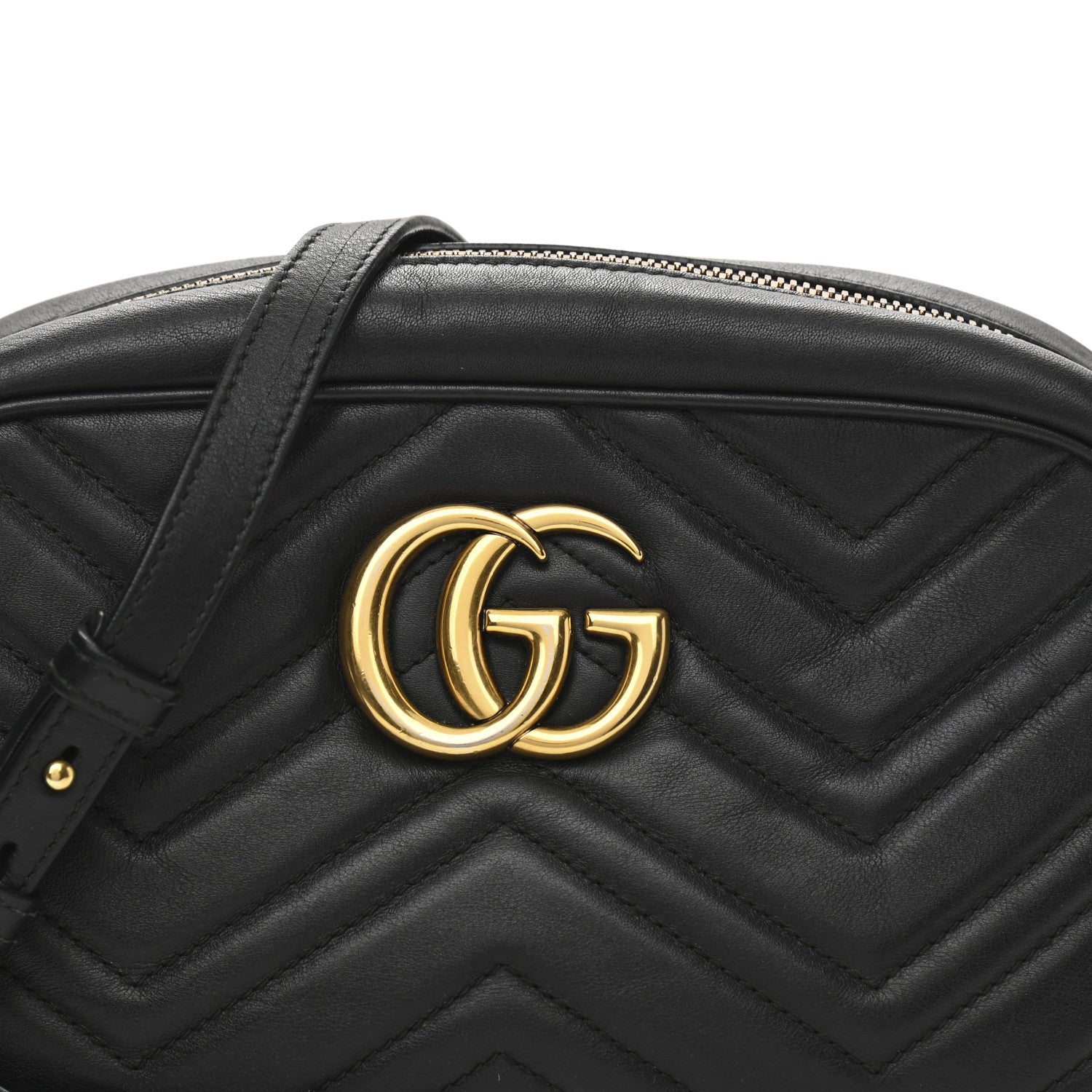 Gucci Calfskin Matelasse Small GG Marmont Chain Shoulder Bag Black 8 of 15