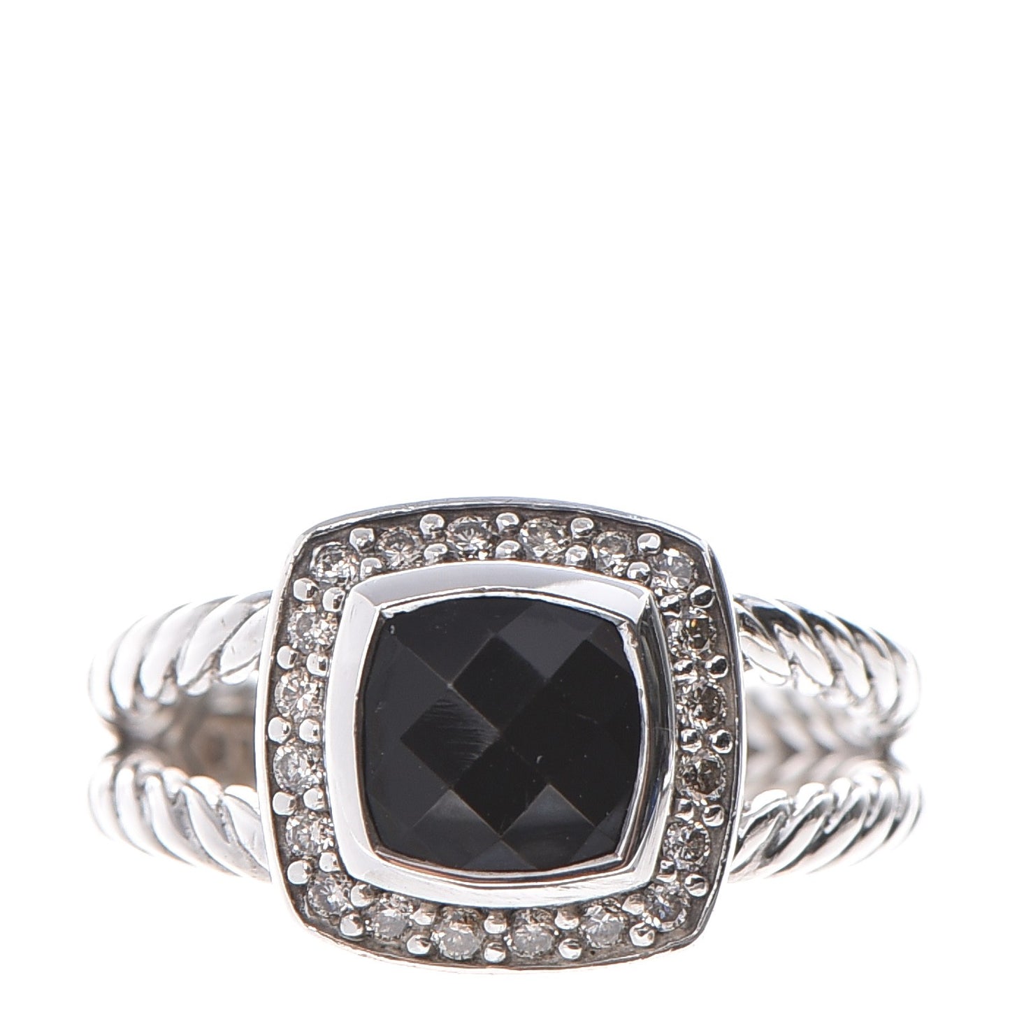 Sterling Silver Diamond Black Onyx 7mm Petite Albion Ring 52 6