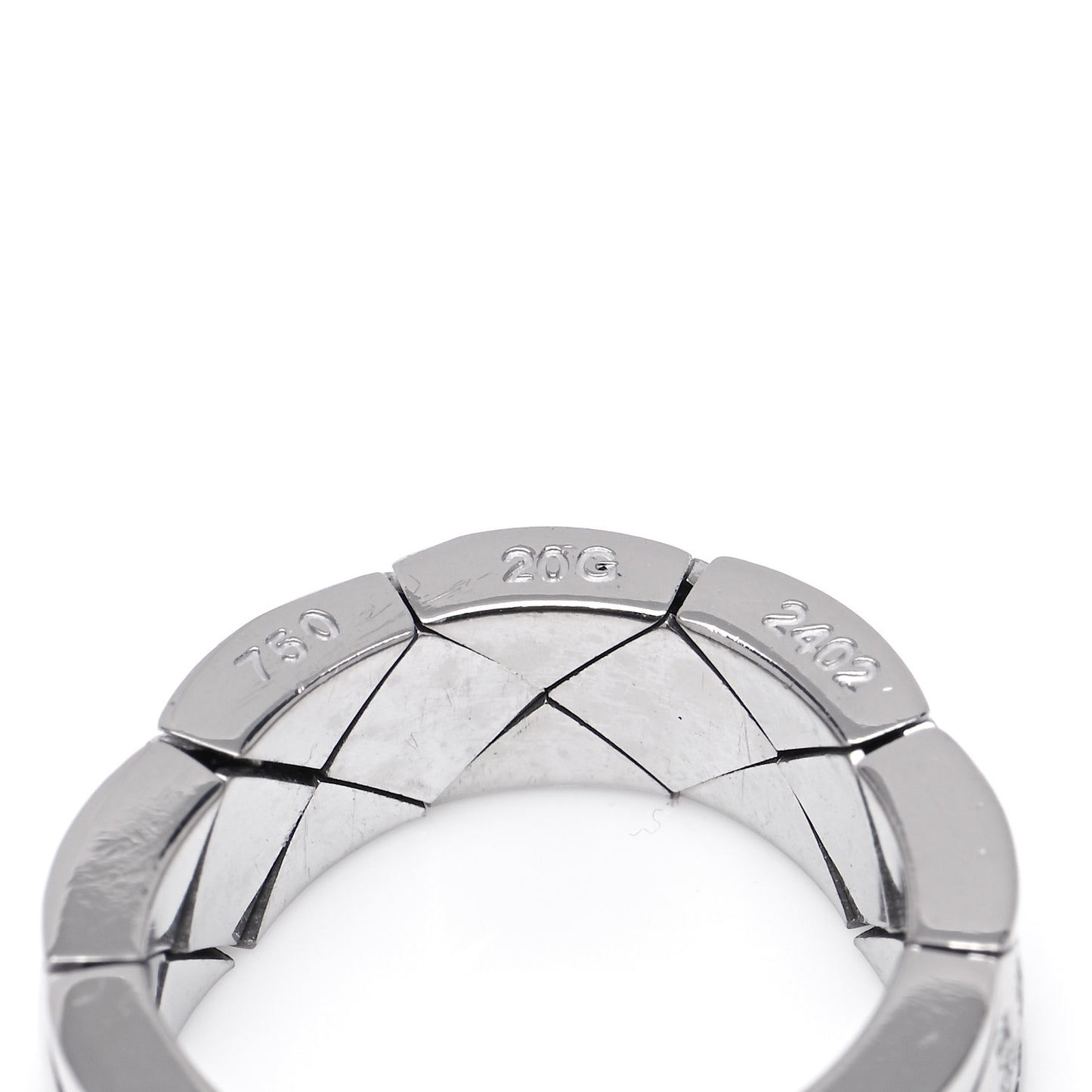 18K White Gold Diamond CHANEL Matelasse Ring 55 7.25