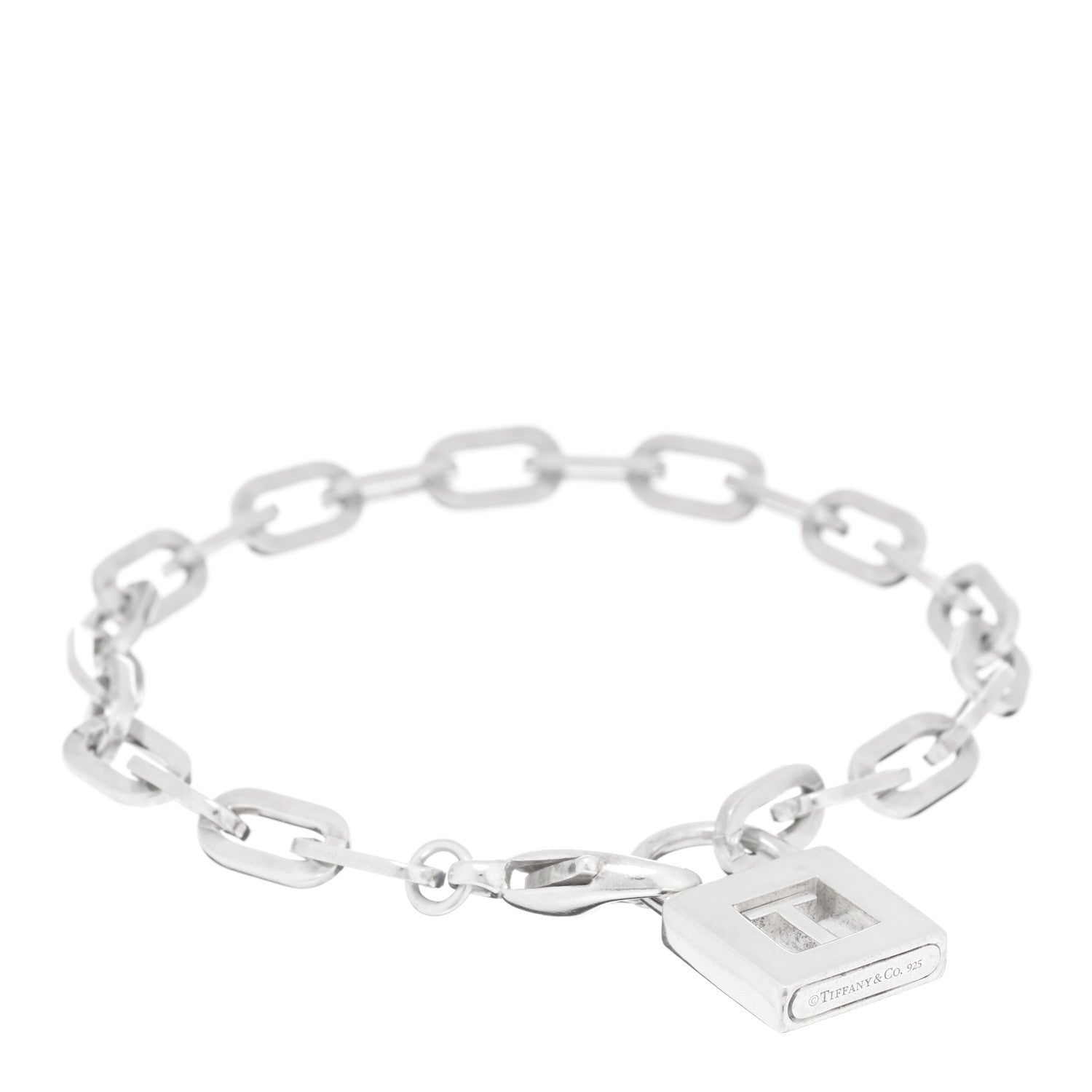 Tiffany Sterling Silver Initial T Lock Charm Bracelet 1 of 3