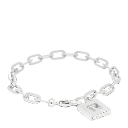 Tiffany Sterling Silver Initial T Lock Charm Bracelet 1 of 3