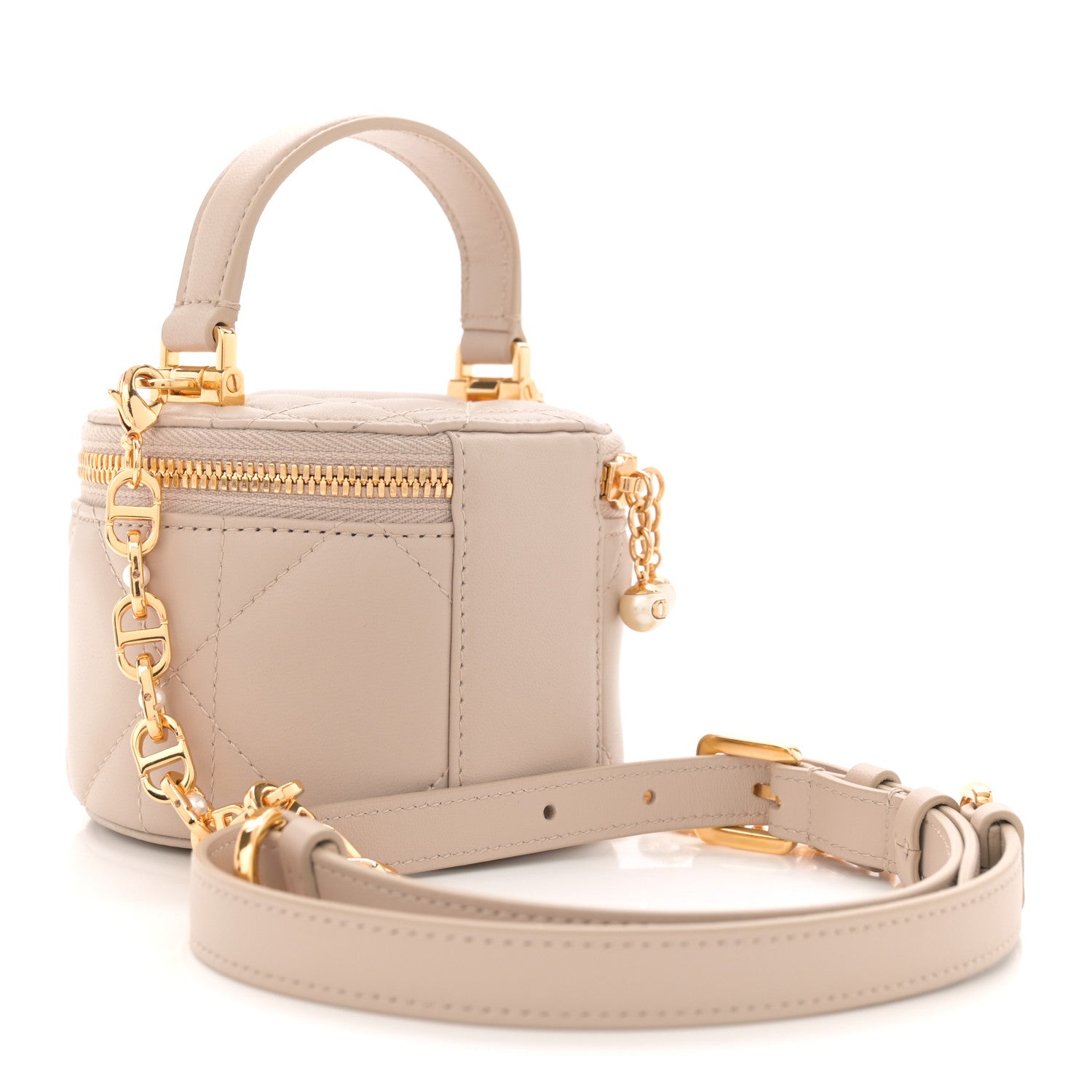 Christian Dior Lambskin Cannage Micro Lady Dior Vanity Case Light Beige 2 of 10