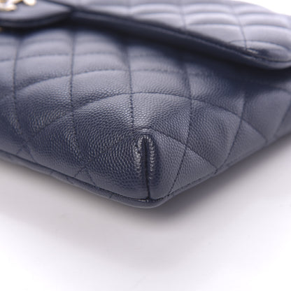Chanel Caviar Quilted Flap Clutch Navy Blue 9 of 11