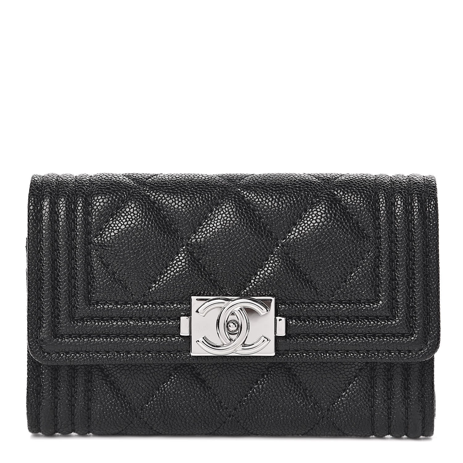 Chanel Caviar Quilted Boy Flap Card Holder Black 1 of 12