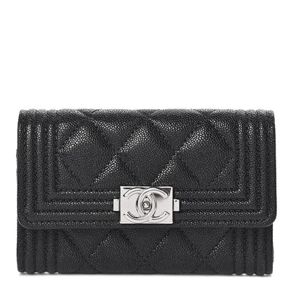 Chanel Caviar Quilted Boy Flap Card Holder Black 1 of 12