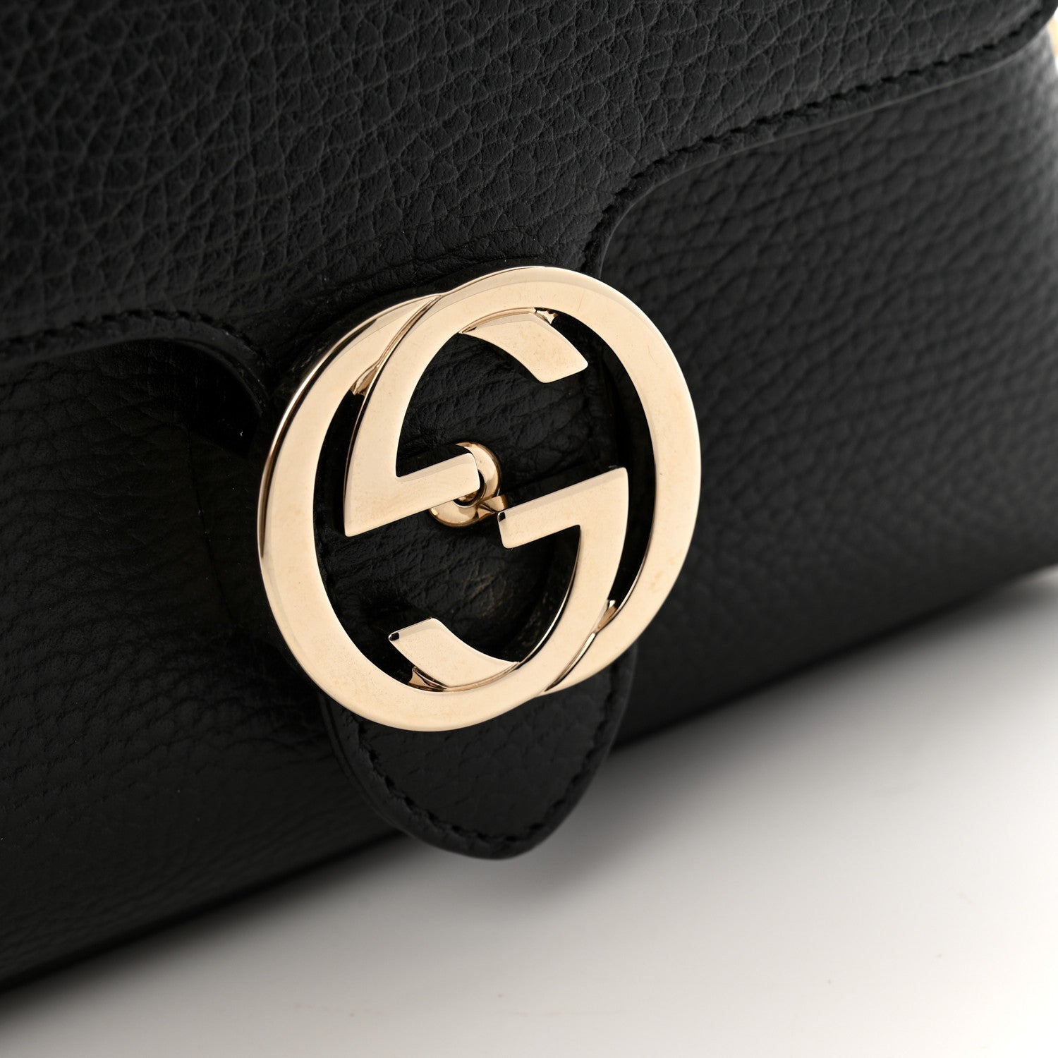 Gucci Dollar Calfskin Interlocking G Crossbody Bag Black 12 of 15