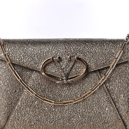 Valentino Garavani Metallic Calfskin V Rivet Chain Clutch Platinum 11 of 11