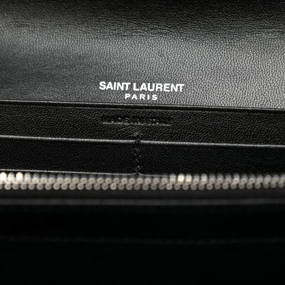Saint Laurent Lambskin Y Quilted Monogram Large Loulou Flap Wallet Black 7 of 8