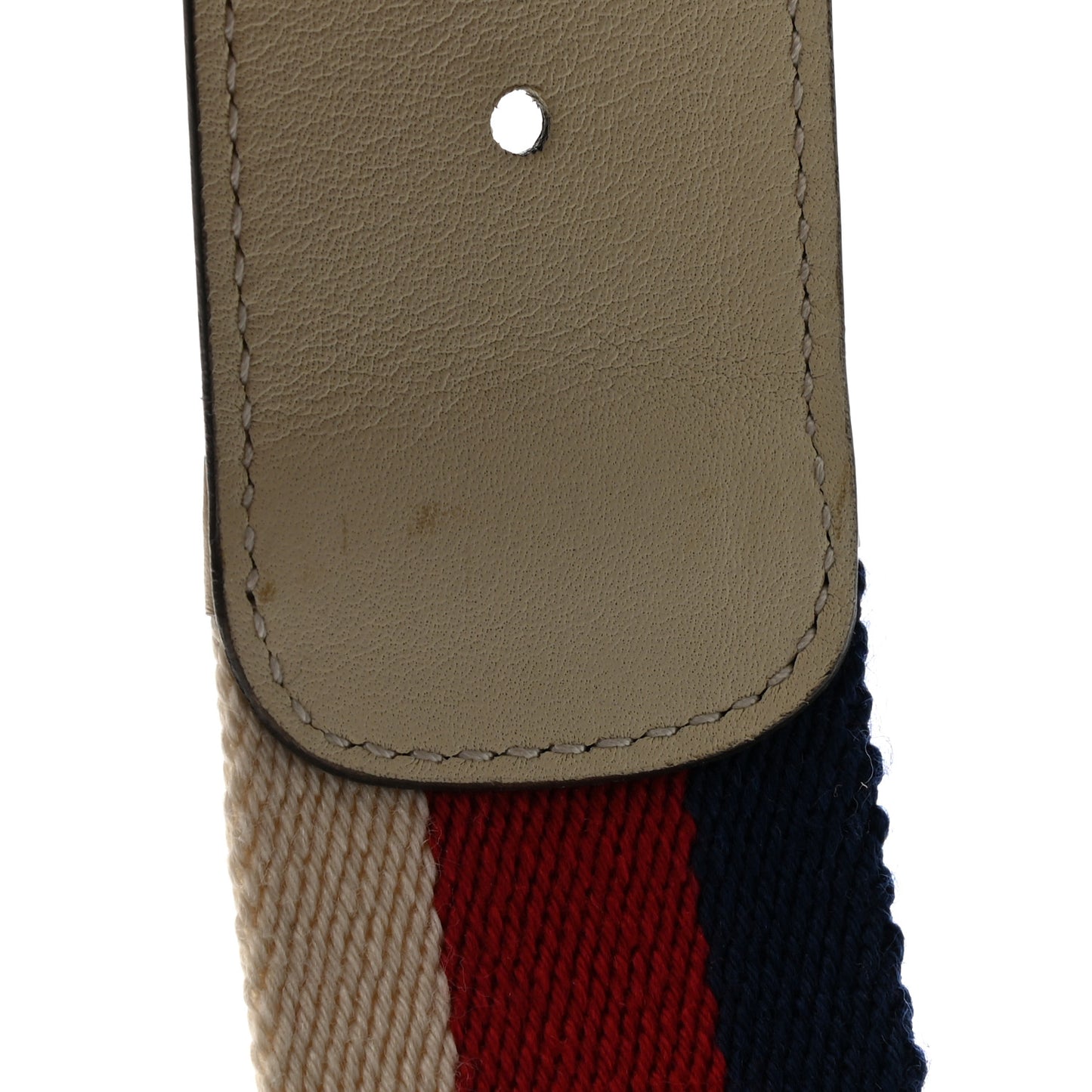 Nylon Calfskin Sylvie Web Double G 40mm Belt 80 32 Mystic White Hibiscus Red Maritime