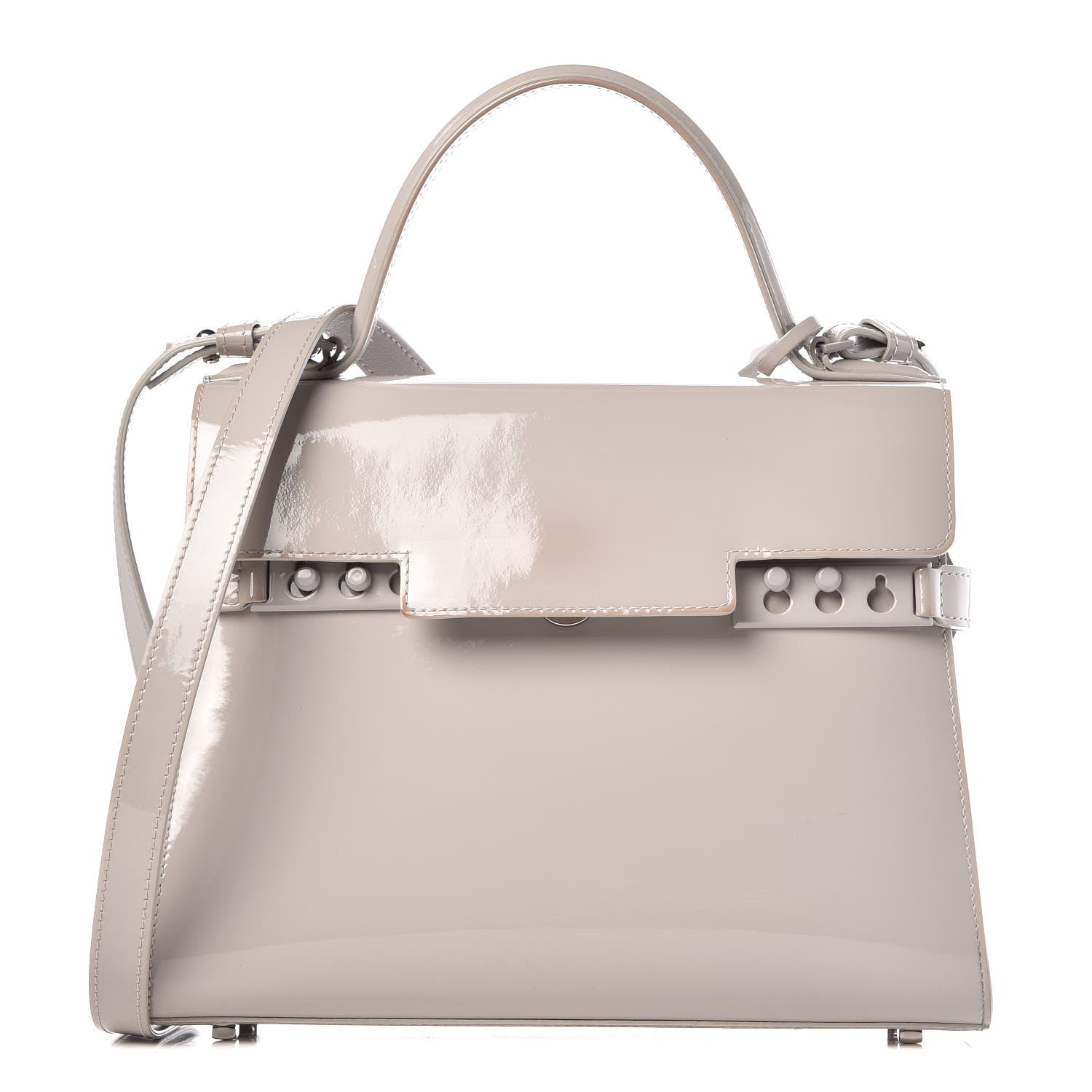Delvaux Patent Calfskin MM Tempete Satchel Gray 1 of 16