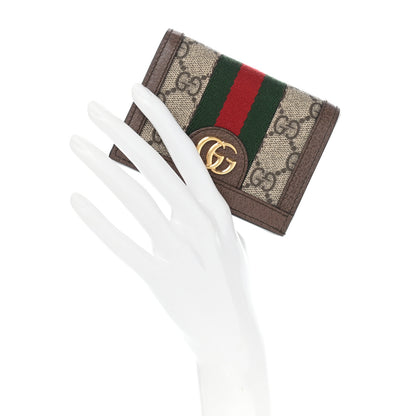 Gucci GG Supreme Monogram Web Ophidia Card Case Beige New Acero 2 of 6