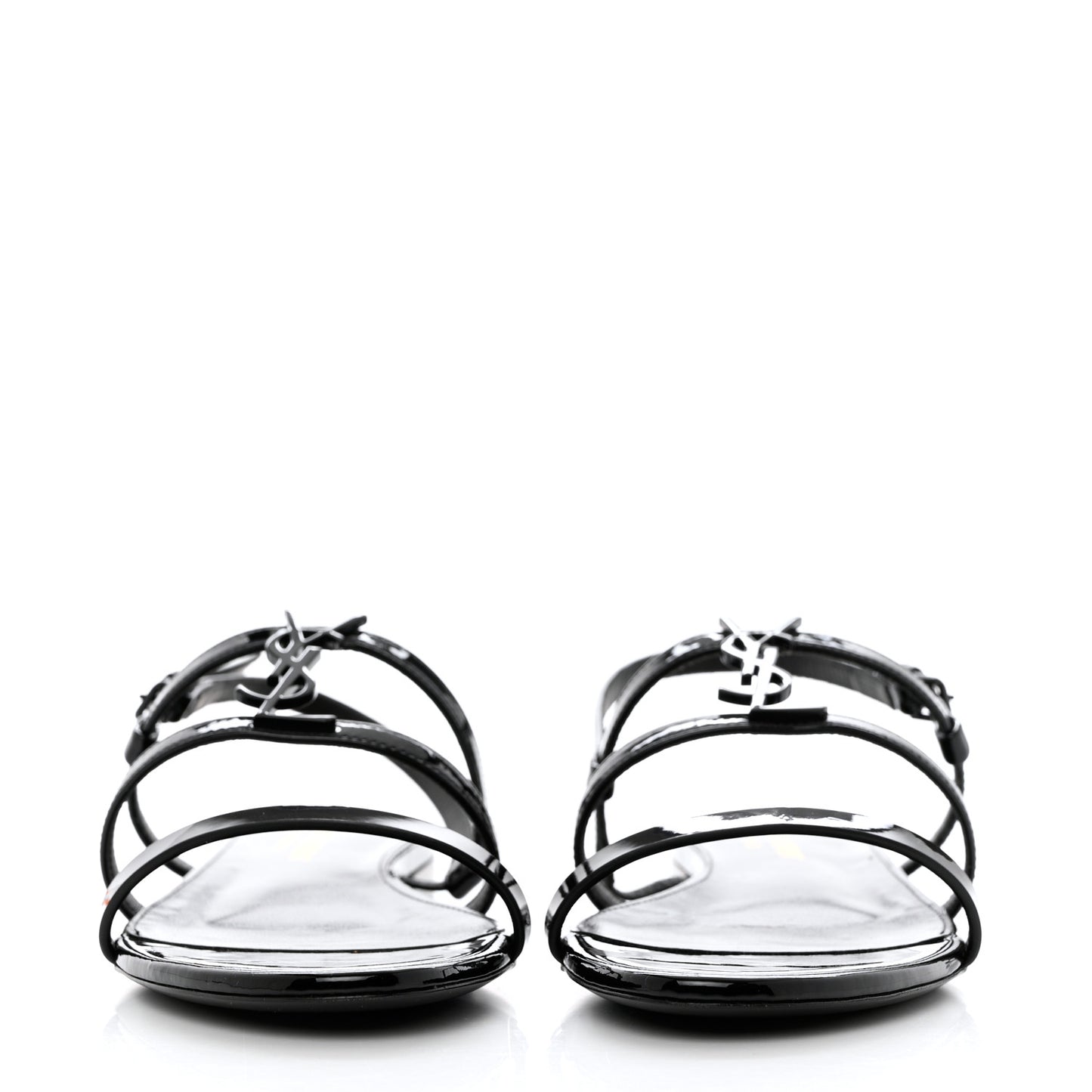 Patent Calfskin Cassandra Monogram Sandals 36.5 Black