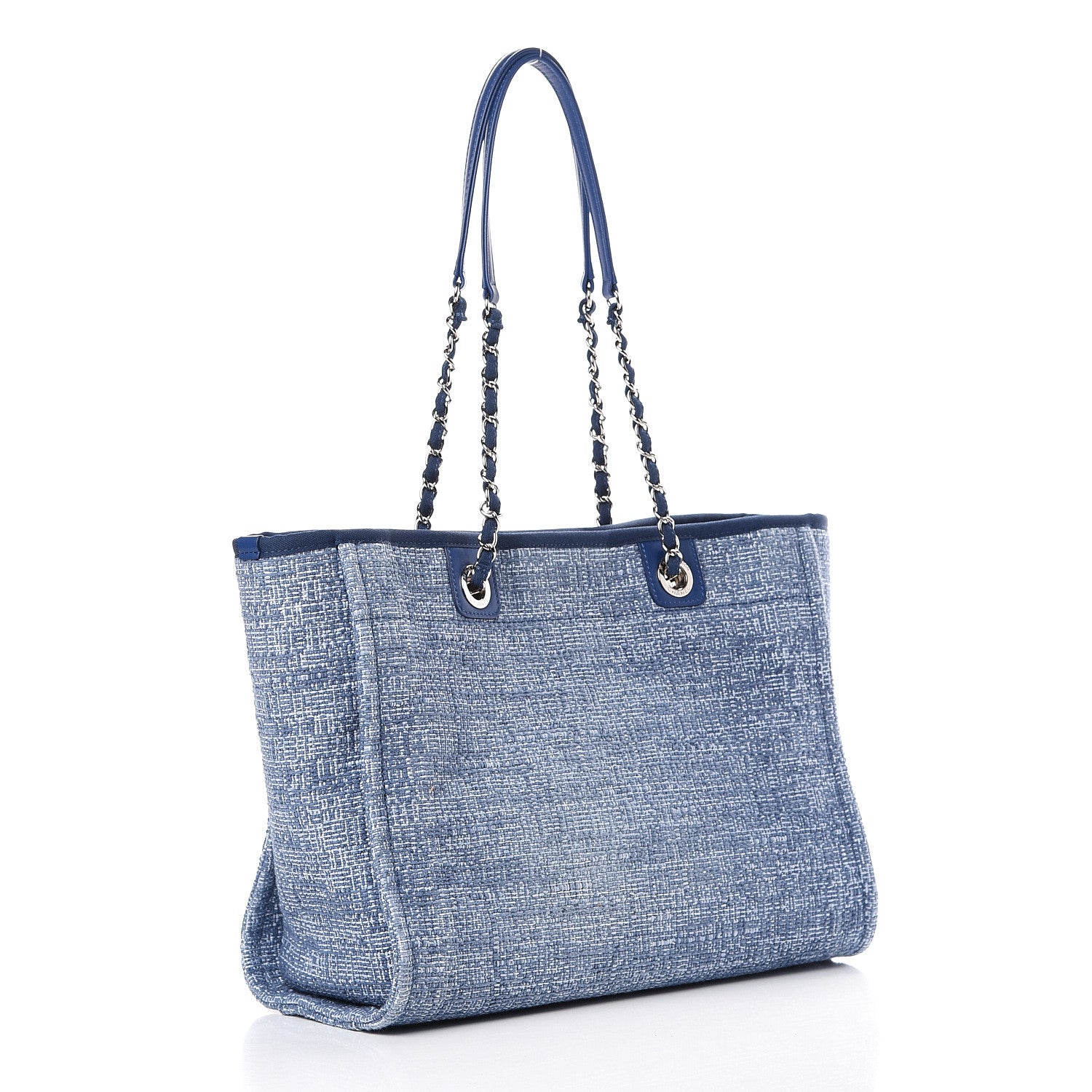 Chanel Woven Straw Raffia Small Deauville Tote Blue 2 of 9