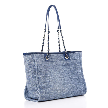 Chanel Woven Straw Raffia Small Deauville Tote Blue 2 of 9