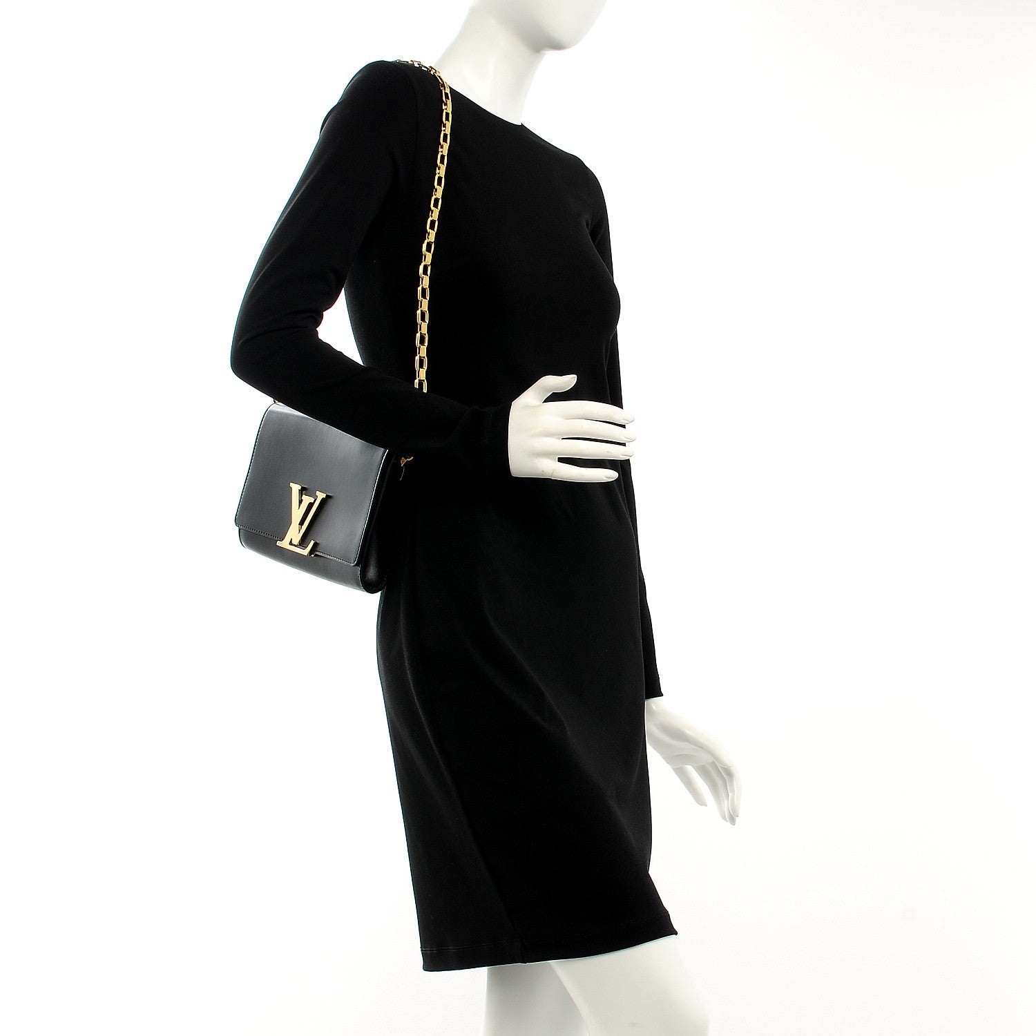 Louis Vuitton Calfskin Chain Louise GM Black 2 of 6
