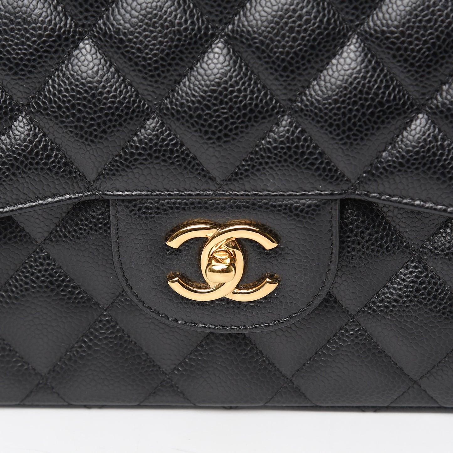 Caviar Quilted Jumbo Double Flap Black
