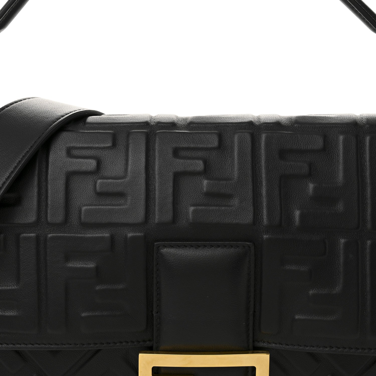 Fendi Nappa FF 1974 Embossed Large Baguette Black 7 of 11