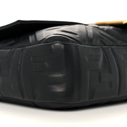 Fendi Nappa FF 1974 Embossed Large Baguette Black 9 of 10