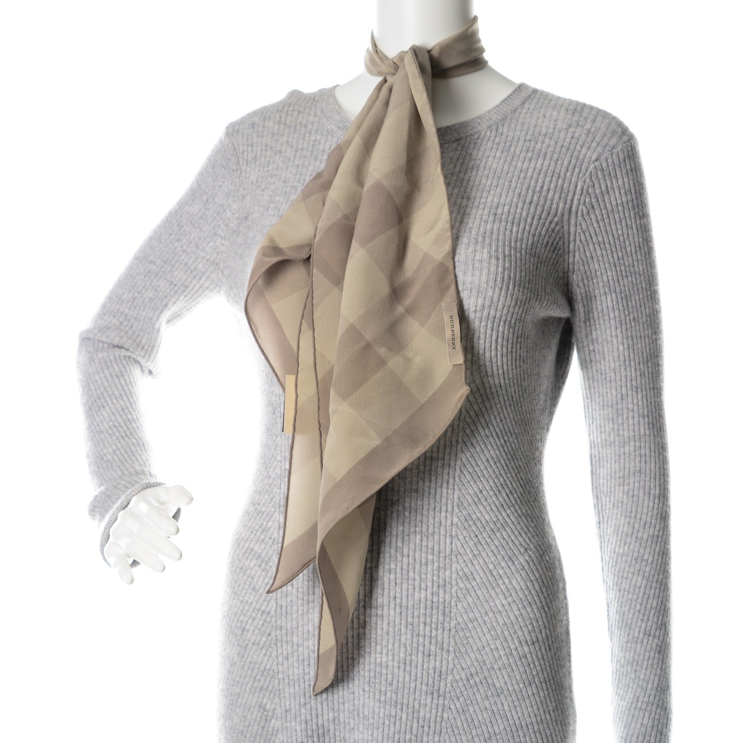 Burberry Silk Giant Check Scarf Pale Trench 2 of 7