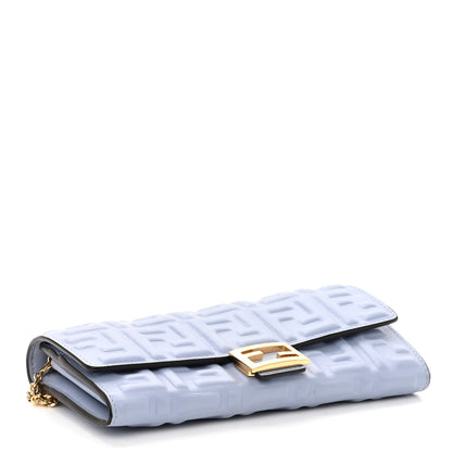 Fendi Nappa Matisse FF Embossed Continental Wallet on Chain Placid Blue 4 of 9
