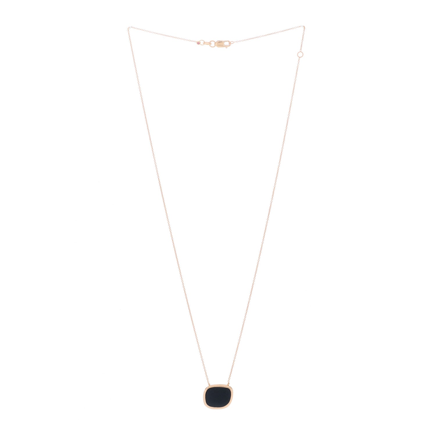 Roberto Coin 18K Rose Gold Black Jade Amphibole Pendant Necklace 2 of 4