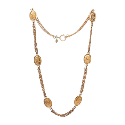 Chanel Metal Regal Crown CC Medallion Necklace Aged Gold 3 of 5