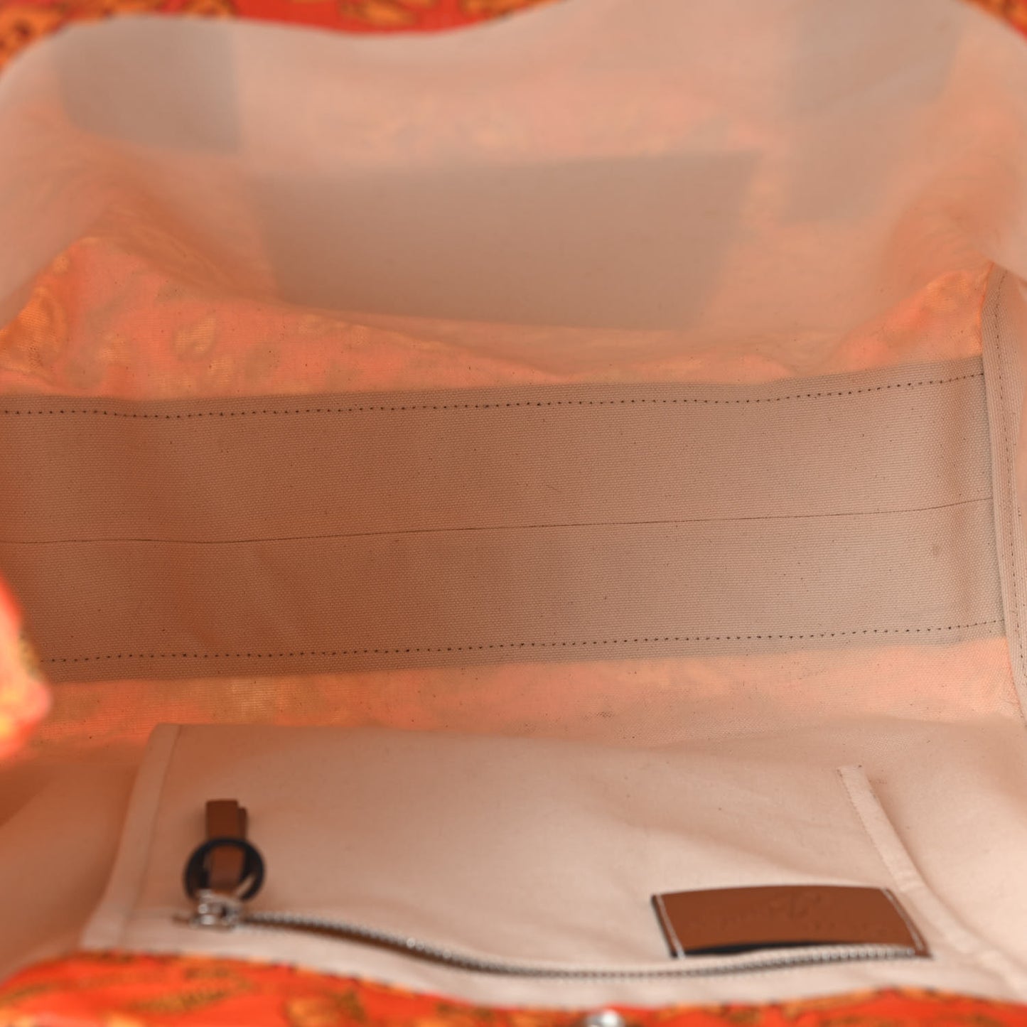 Canvas Calfskin Ibiza Floral Print Paulas Tote Orange